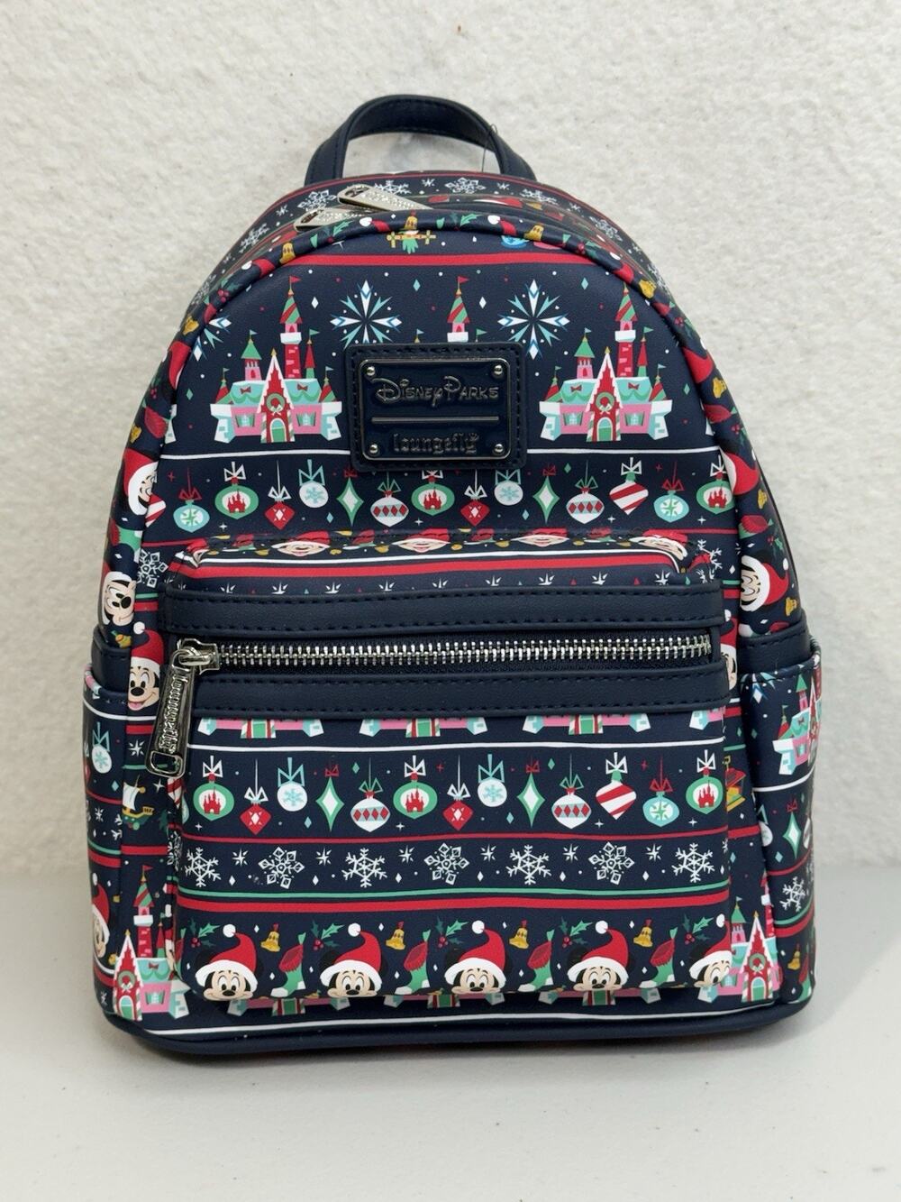 Disney Parks LOUNGEFLY Mini Backpack “Ugly Sweater” Christmas Holiday Fair Isle